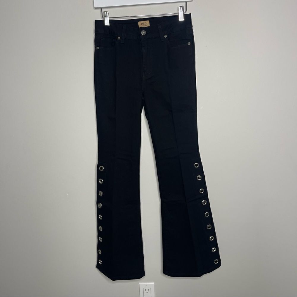 Misa Los Angeles Black Flare leg Jeans denim w Grommets size 24 - Picture 8 of 8